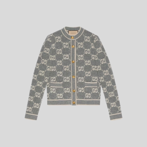 구찌 GG 울 부클레 자카드 가디건