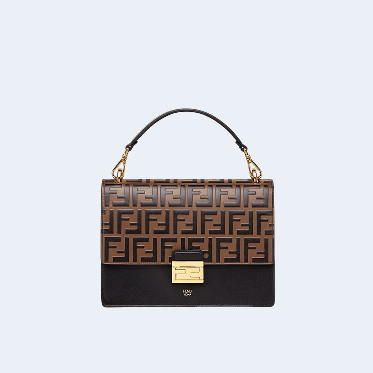 펜디 칸 아이 블랙 레더 백