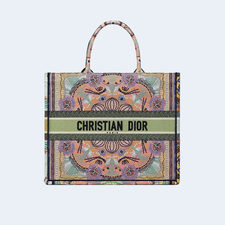 디올 멀티컬러 핑크 북 토트 라지 백