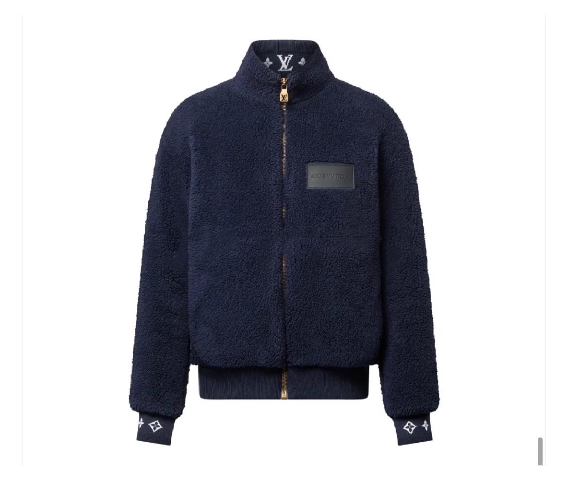 루이비통 레더 패치 플리스 블루종