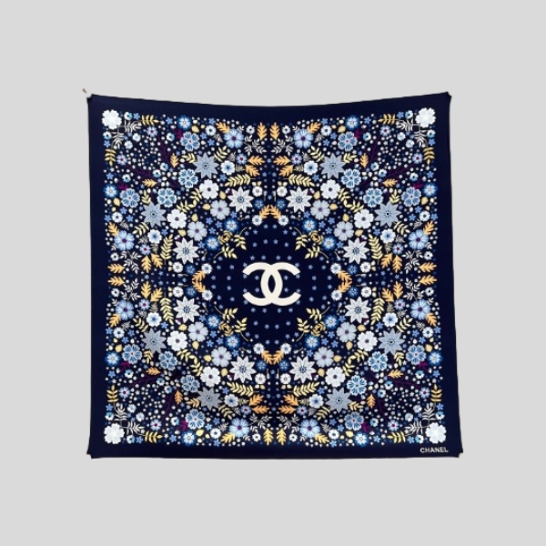 샤넬 플라워 블루 스카프