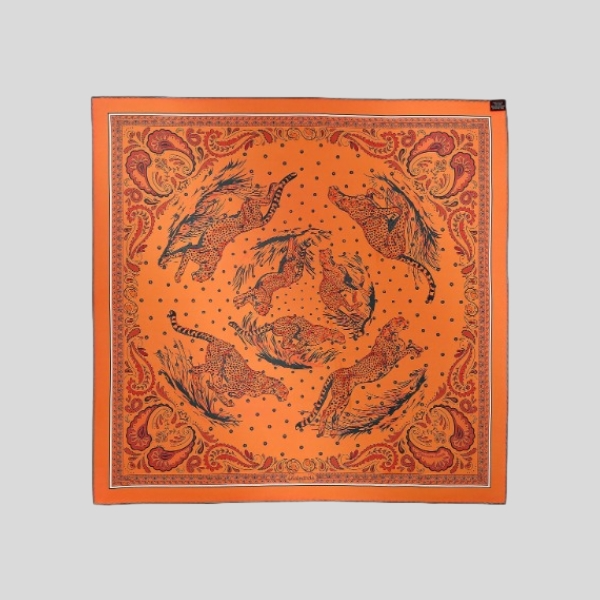 에르메스 양면 트윌 실크 오렌지