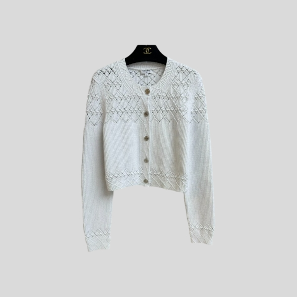 샤넬 플라워 가디건(화이트, 블랙)