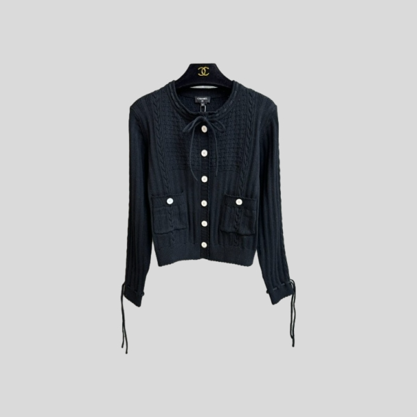 샤넬 타이업 니트 가디건