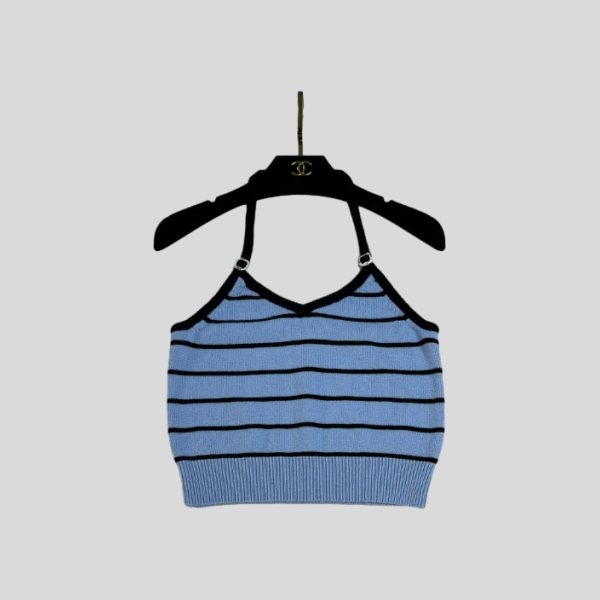 샤넬 스트라이프 홀터넥 탑