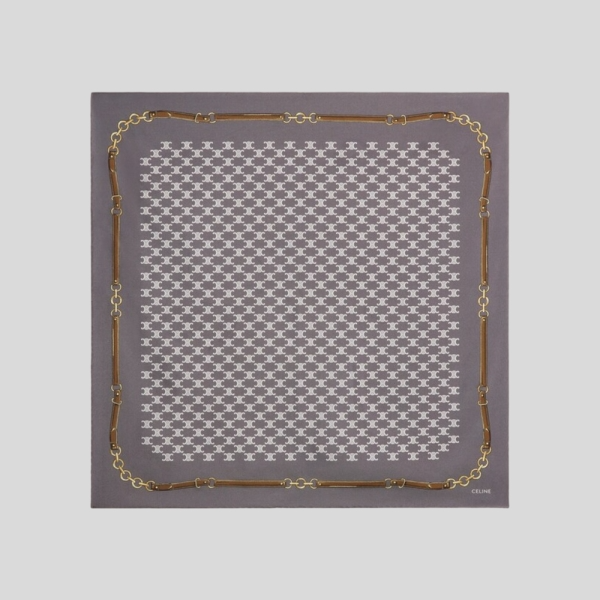 셀린느 실크 스퀘어 스카프(그레이)