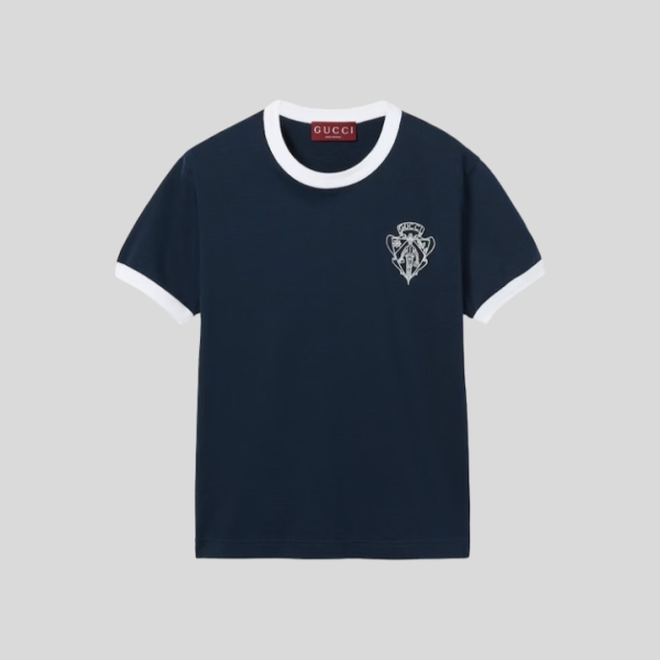 구찌 패치 코튼 저지 티셔츠