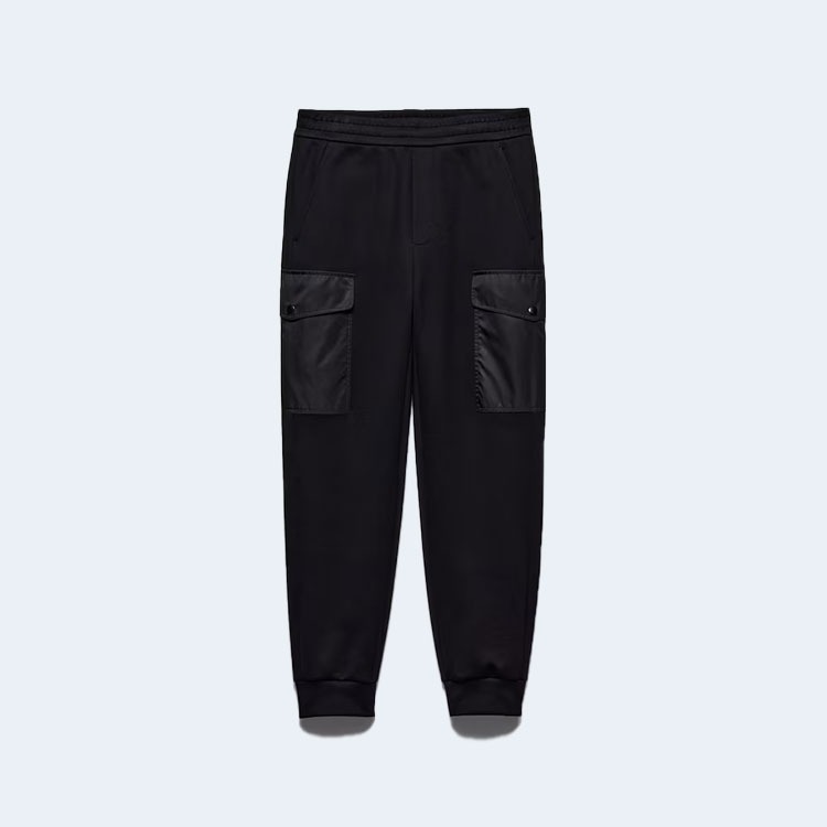 프라다 리나일론 디테일 코튼 트랙 팬츠