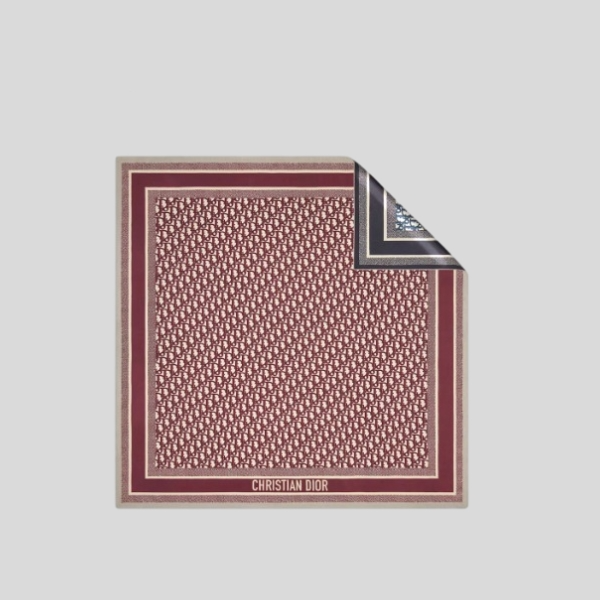 디올 양면 스퀘어 스카프 버건디블루