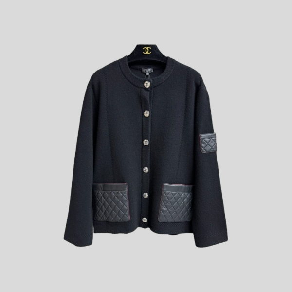 샤넬 가죽 캐시미어 가디건