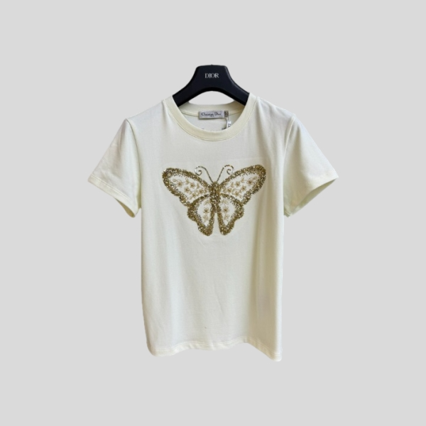 디올 나비 자수 티셔츠