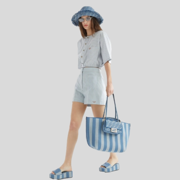 펜디 스트라이프 반팔 셔츠 팬츠 세트