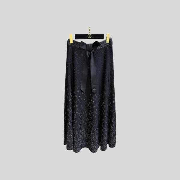 샤넬 스팽글 롱 스커트