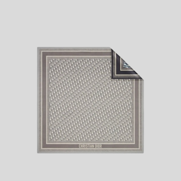 디올 양면 스퀘어 스카프 그레이블루