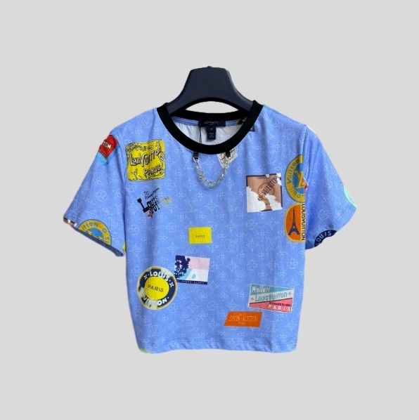 루이비통 마히나 패치 프린트 크롭 탑