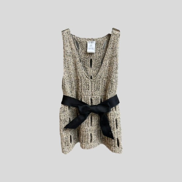 샤넬 리본 민소매 조끼(2color)