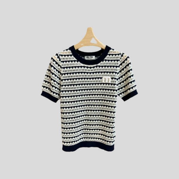 미우미우 스트라이프 울 반팔