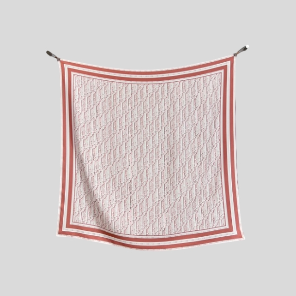 디올 스트라이프 스퀘어 스카프 핑크