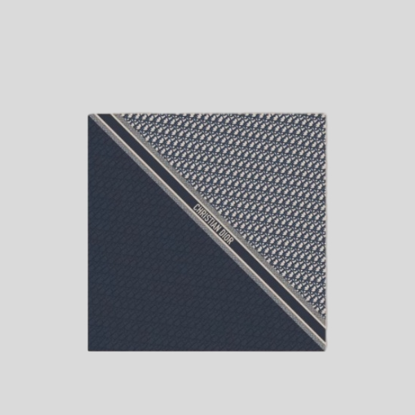 디올 대칭 스퀘어 스카프 네이비블루