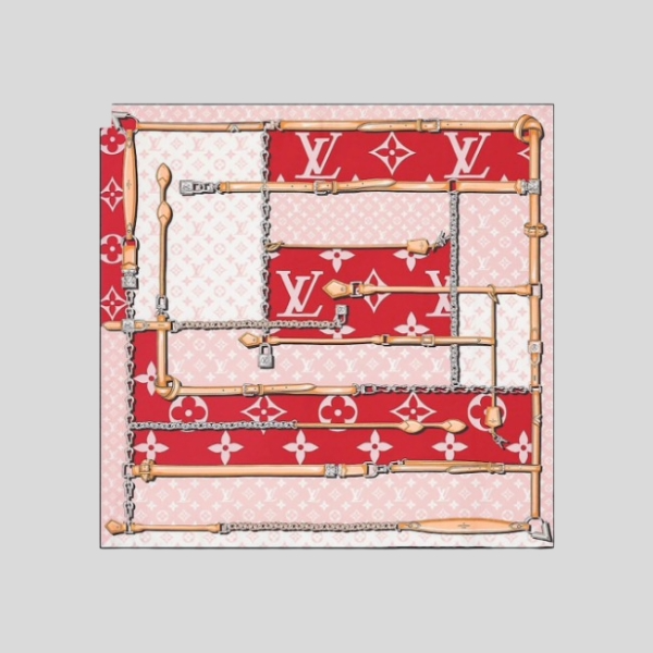 루이비통 체인 스퀘어 스카프(레드)