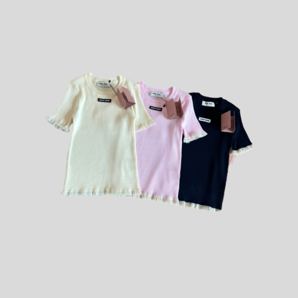 미우미우 레이스 반팔 스웨터(3color)