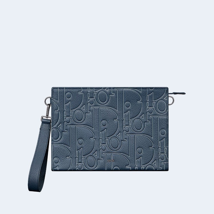 디올 A5 트라이앵글 파우치 네이비 블루