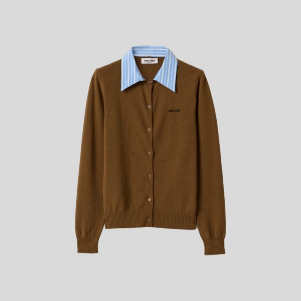미우미우 카라 장식 캐시미어 가디건