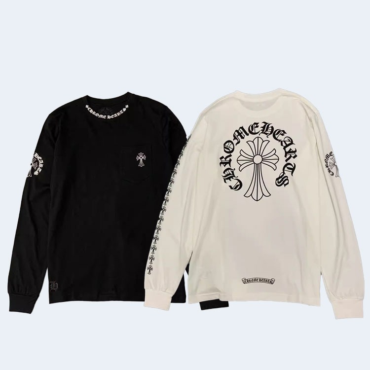 크롬하츠 넥 로고 크로스 롱 슬리브 티셔츠(2color)