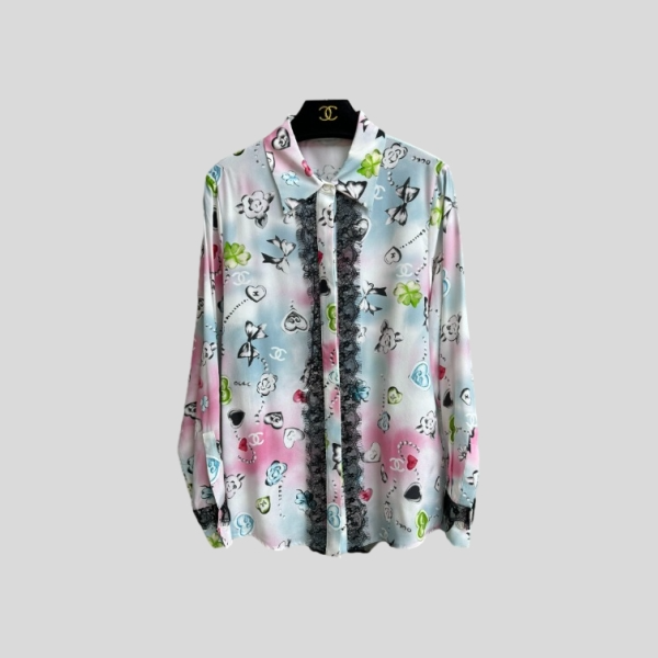 샤넬 그래피티 실크 셔츠