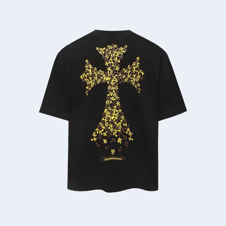 크롬하츠 크로스 프린트 티셔츠 블랙