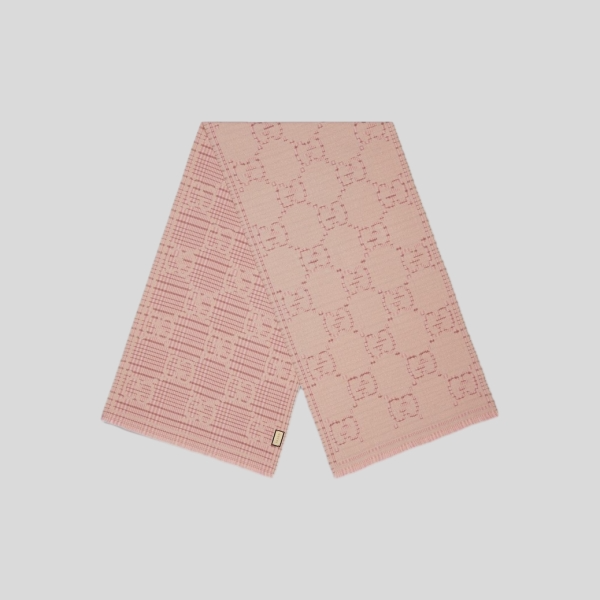 구찌 체크 GG 울 자카드 스카프