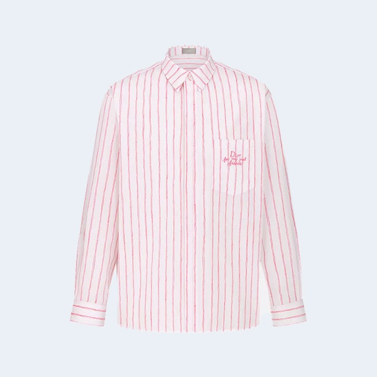 디올 & HYLTON NEL 핑크스트라이프 코튼 포플린 셔츠 2color (pink) (white)
