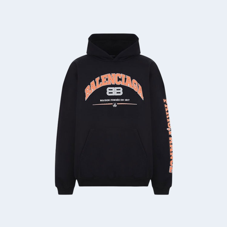 발렌시아가 메종 와이드 핏 후드 블랙