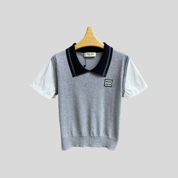 미우미우 페이크 투피스 반팔 셔츠