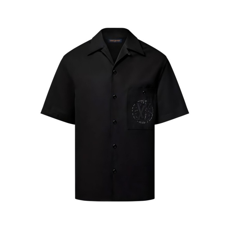 루이비통 엠브로이더드 쇼트 슬리브드 코튼 셔츠