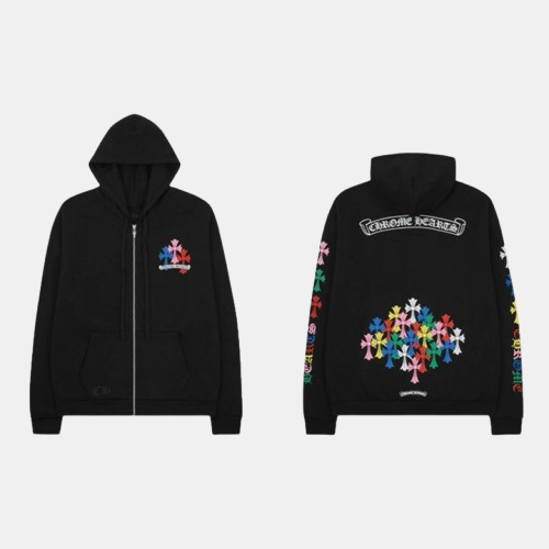 크롬하츠 멀티 컬러 크로스 후드집업