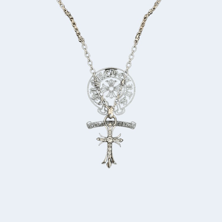 크롬하츠 풀 파베 팬던트 목걸이