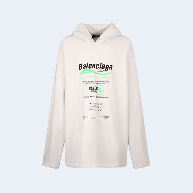 발렌시아가 드라이 클리닝 박시 후디 화이트