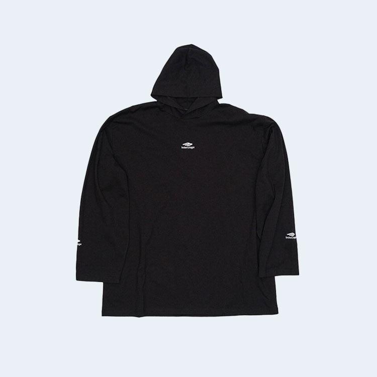 발렌시아가 로고 스키 후드 블랙