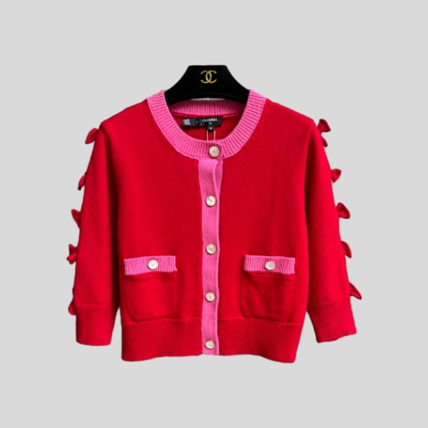 샤넬 보우 컬러블록 가디건