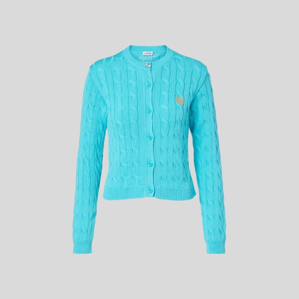 로에베 아나그램 케이블 니트 코튼 가디건