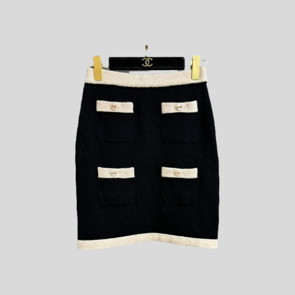 샤넬 콘트라스트 니트 스커트