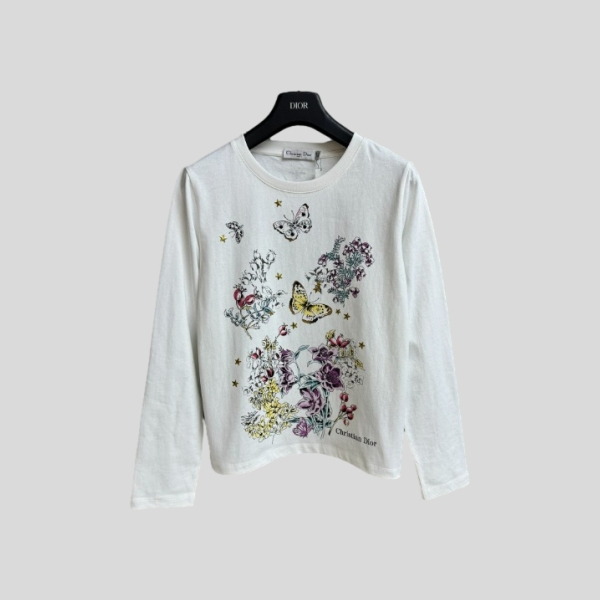 디올 버터플라이 프린트 긴팔 티셔츠