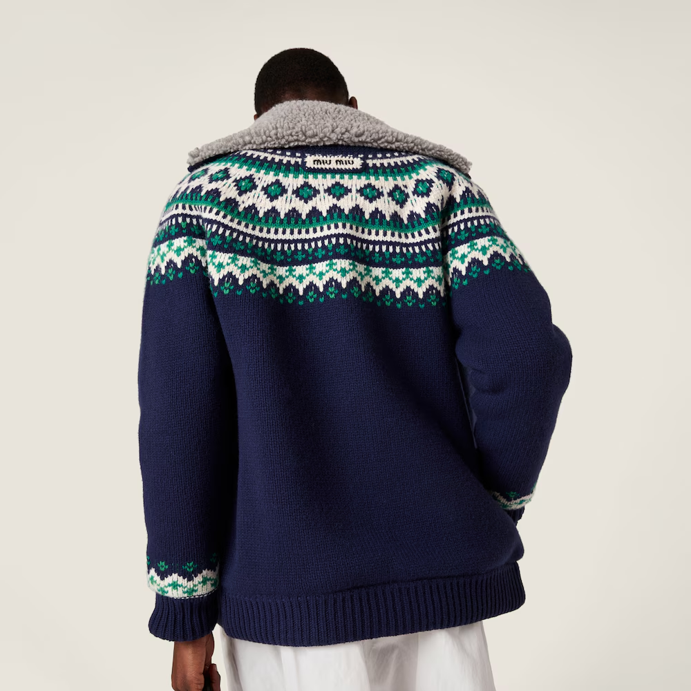 미우미우 울 플리스 가디건