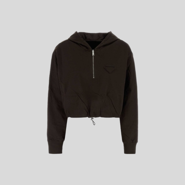 프라다 리버시블 코튼 저지 및 리나일론 후디