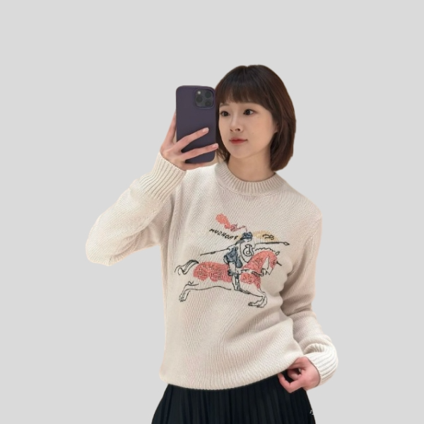 버버리 크로스 스티치 EKD 울 캐시미어 스웨터