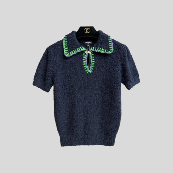 샤넬 니트 반팔 셔츠