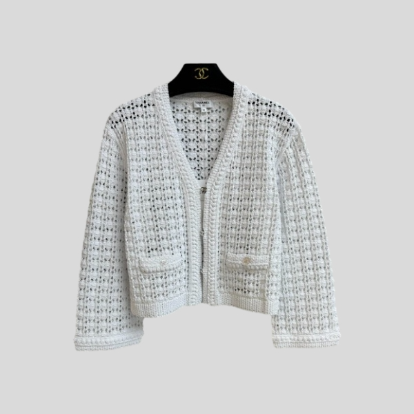 샤넬 오픈워크 니트 숏 가디건
