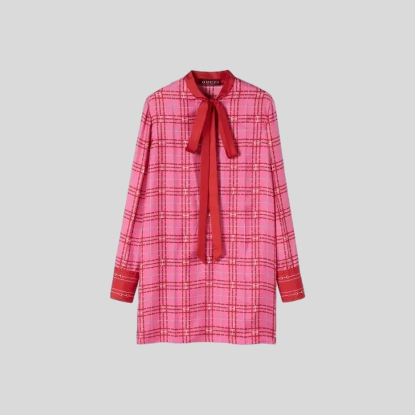 구찌 프린트 실크 트윌 드레스