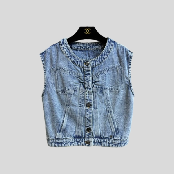 샤넬 보타이 데님 베스트